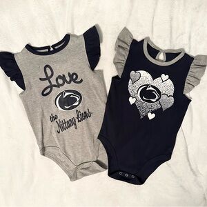 Set of 2 Penn State PSU Nittany Lions Baby Girls 18M Ruffle Bodysuits 1pc WE ARE